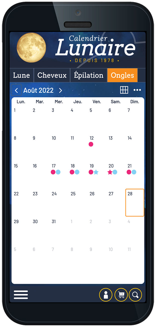 Calendrier Lunaire 2024 + Web Appli beauté/1 an - Calendrier Lunaire %
